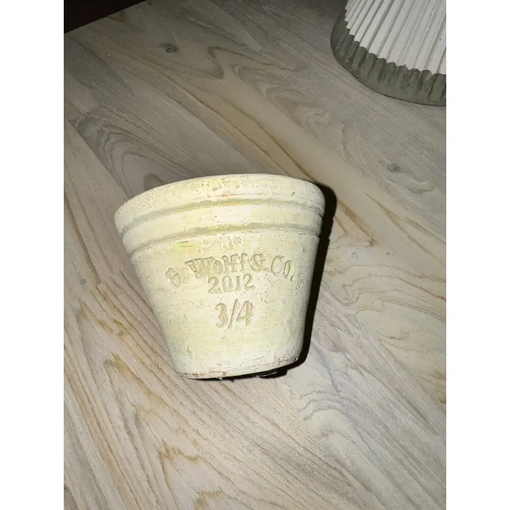 C. Wolff & Co 2012 3/4 Off White Clay Mini Terracotta Pot Decorative Flower RARE